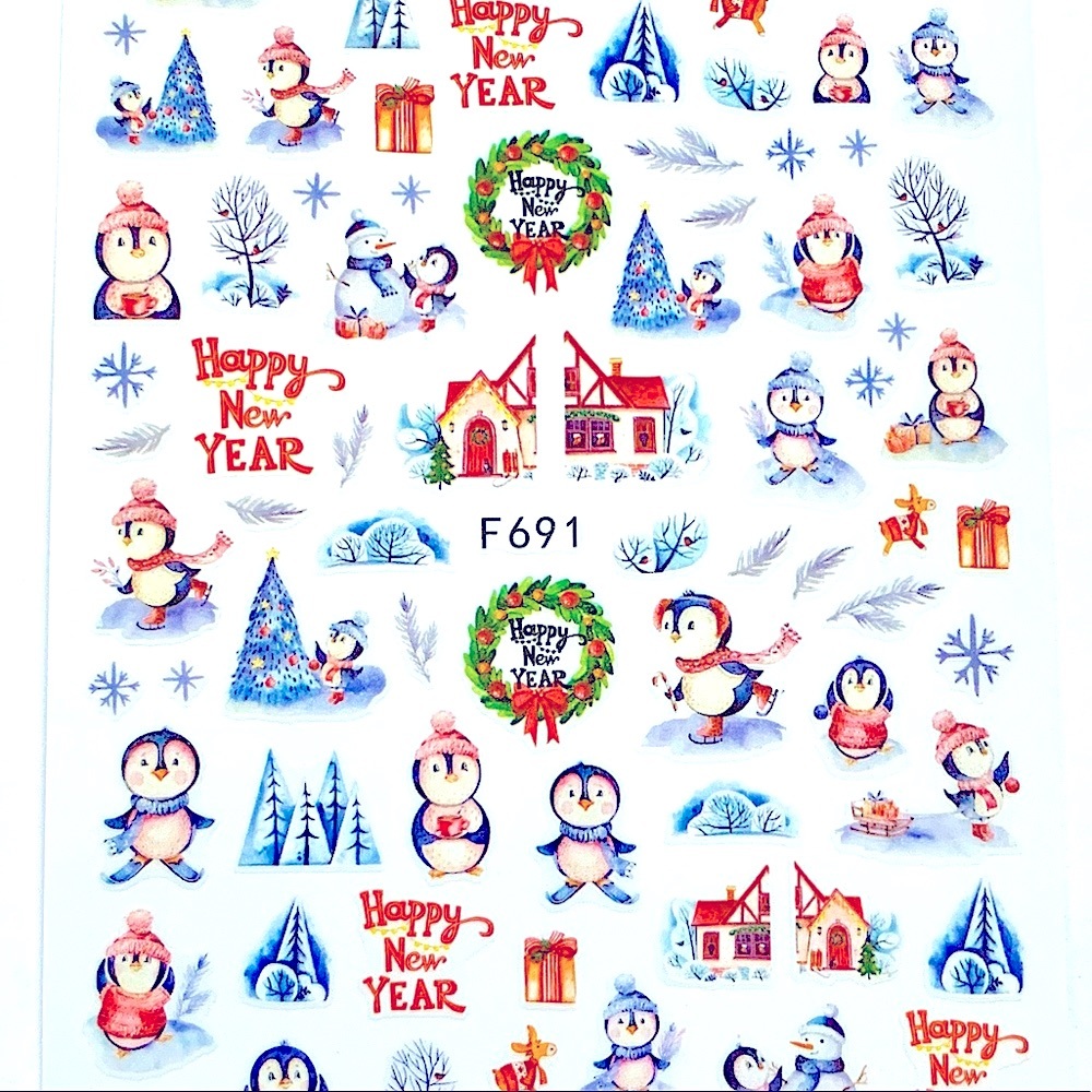 💌 BO/GO$6 Christmas Penguins Nail Stickers - Picture 2 of 3